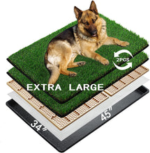 Load image into Gallery viewer, Dog Grass Pee Pads for Dogs with Tray | Extra Large 114×86 cm | 2× Dog Artificial Grass Pads Replacement| Rapid Drainage | 2 Training Pads | Indoor Dog Litter Box
