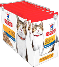 Load image into Gallery viewer, Hill&#39;s Science Diet Adult 7+ Senior Wet Cat Food, Chicken, 85g, 12 Pack, Cat Food Pouches
