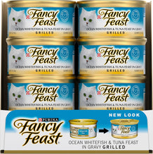 Load image into Gallery viewer, FANCY FEAST Adult Grilled Ocean Whitefish and Tuna in Gravy Wet Cat Food 24x85g
