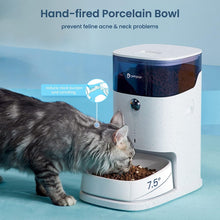 Load image into Gallery viewer, Cat Feeders, 3.5L Timed Pet Feeder with Three-Layers Preservation and Hand-Fired Porcelain Bowl
