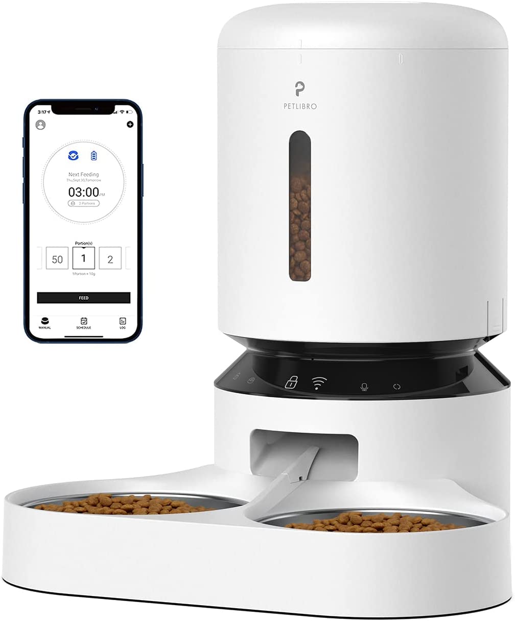 PETLIBRO Automatic Cat Feeder, 5G WiFi Pet Feeder with APP Control for Pet Dry Food, Low Food & Blockage Sensor