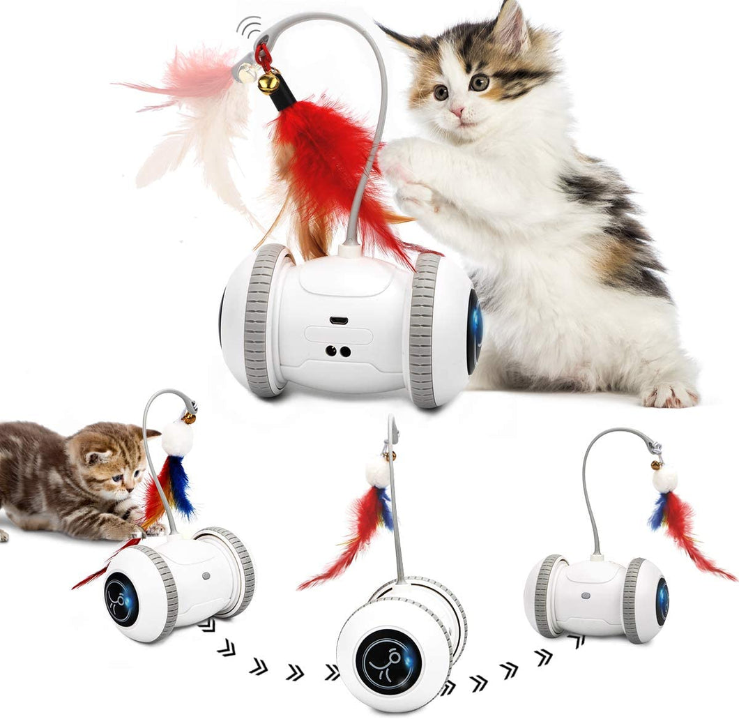 Cat Toys Robotic Interactive Indoor Electronic Toys with LED Light 360 Degree Rotation