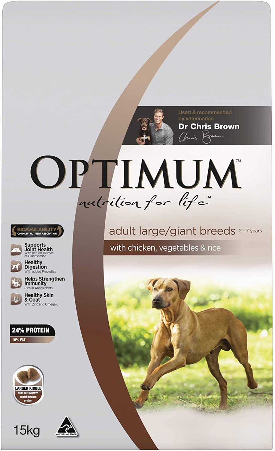 OPTIMUM Adult Large Breed Chicken Rice And Vegetables Dry Dog Food, 15kg Bag, Adult, Large