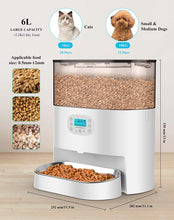 Load image into Gallery viewer, Automatic Cat Feeder, 6L Timed Cat Feeder with Desiccant Bag for Pet Dry Food, Dual Power,10s Voice Recorder, 0-24 portions
