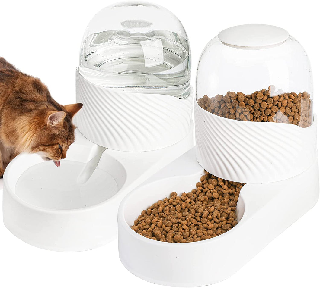 2 Pack Automatic Cat Feeder and Water Dispenser,Self Feeding Dog Bowl for Small Pets, Puppy, Kitten, 100% BPA-Free,