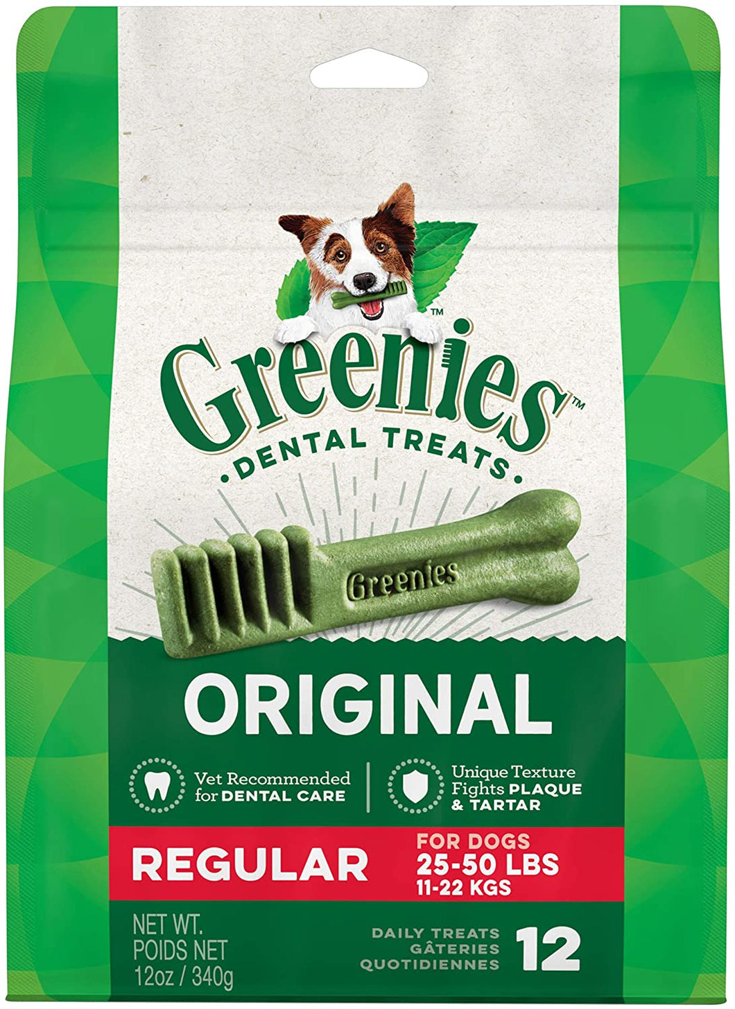 Greenies Original Regular Dental Dog Treat 340 g,12 Treats