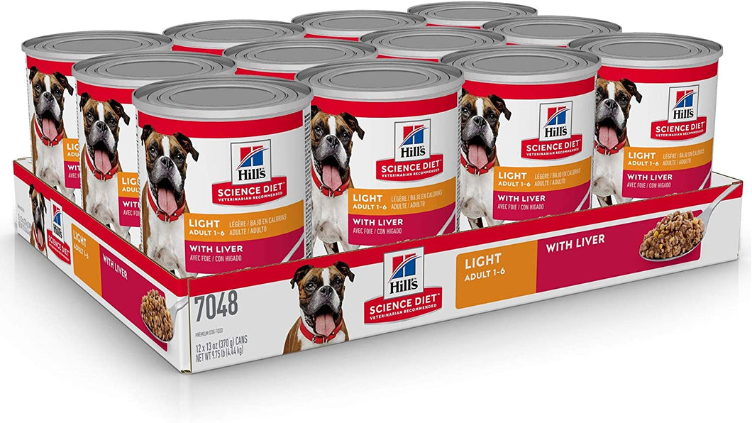 Hill's Science Diet Adult Wet Dog Food, Light Liver, 370g, 12 Pack Can