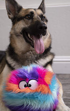 Load image into Gallery viewer, goDog Furballz Squeaky Plush Ball Dog Toy, Chew Guard Technology - Cool Rainbow, Large
