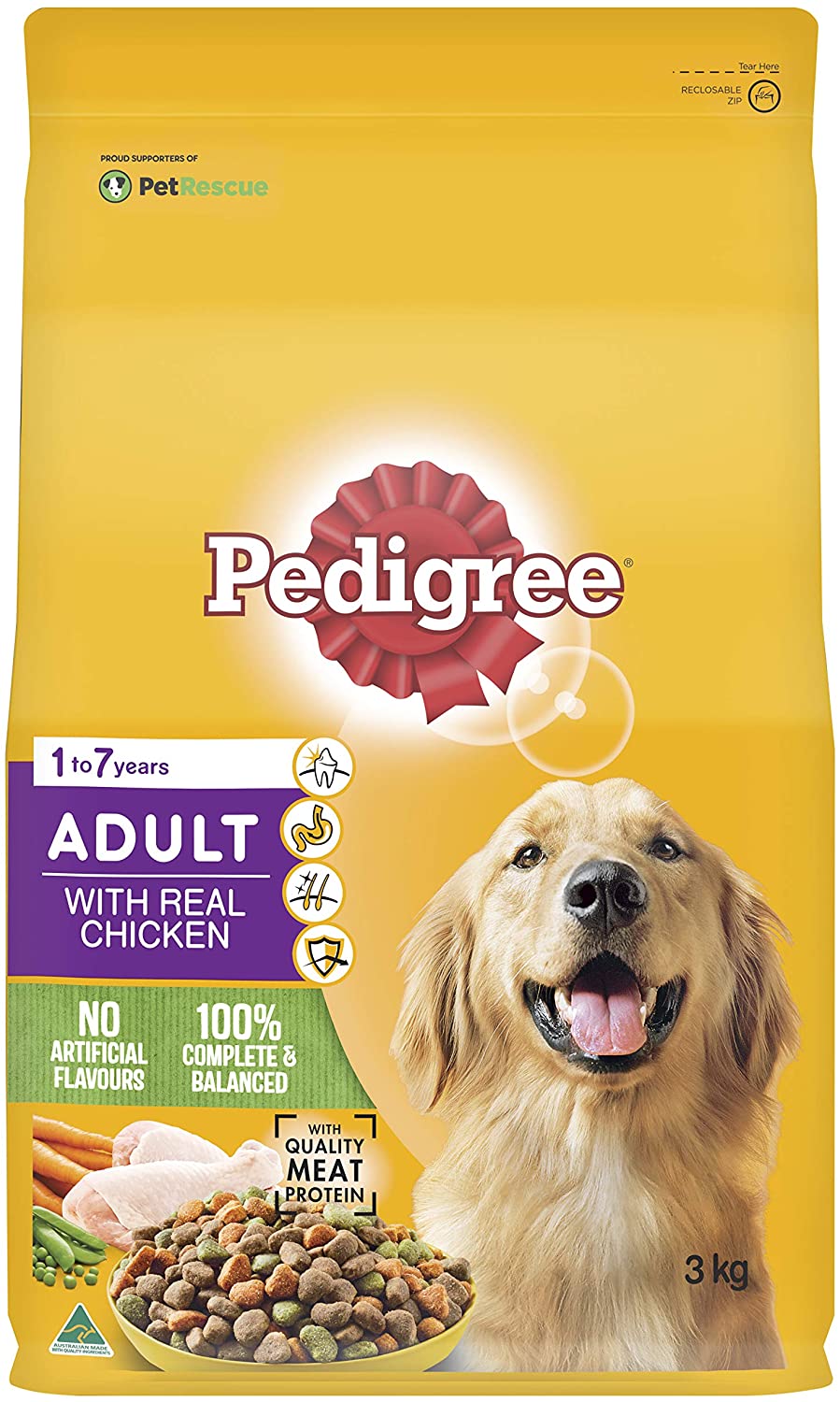 PEDIGREE Adult Chicken Dry Dog Food 3kg Bag * 4 Pack