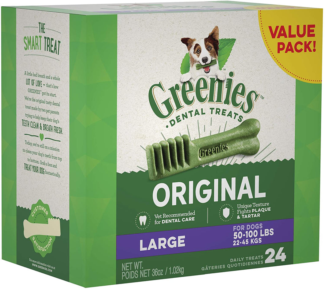 GREENIES Original Large Natural Dog Dental Care 36pack (24 Treats)