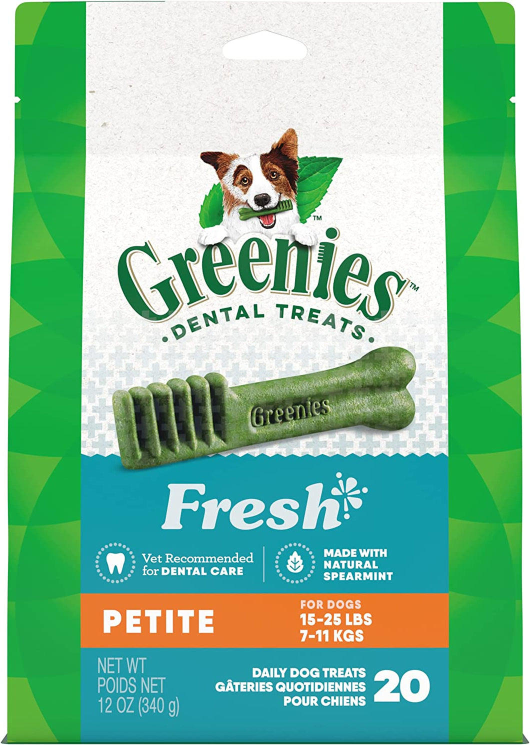 Greenies Fresh mint petite dog dental treats 340gm
