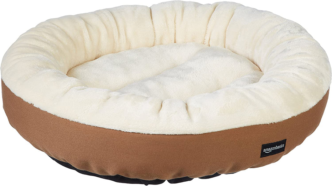 Dog bed round bolster 20 * 6 inches Brown