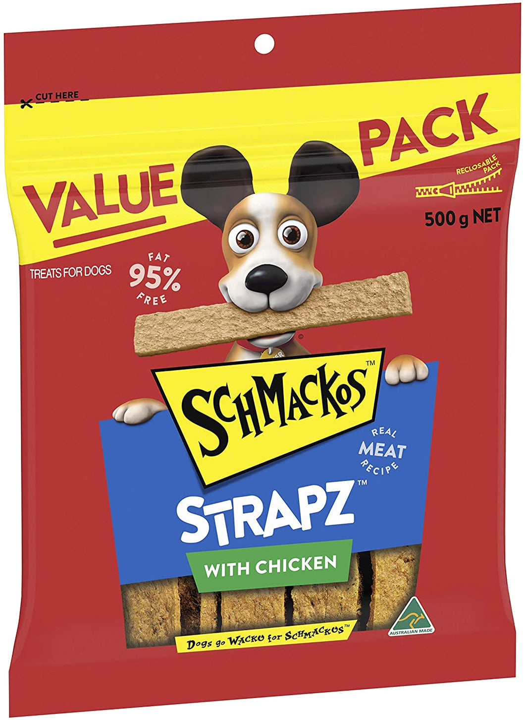 Schmackos Strapz Chicken Flavour Dog Treats, 2kg Value Pack, (4 x 500g bags)