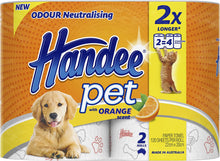 Load image into Gallery viewer, Handee Pet Orange Scent 2 Ply Double Length Pet Towel (8 Rolls of 120 sheets), 8 count
