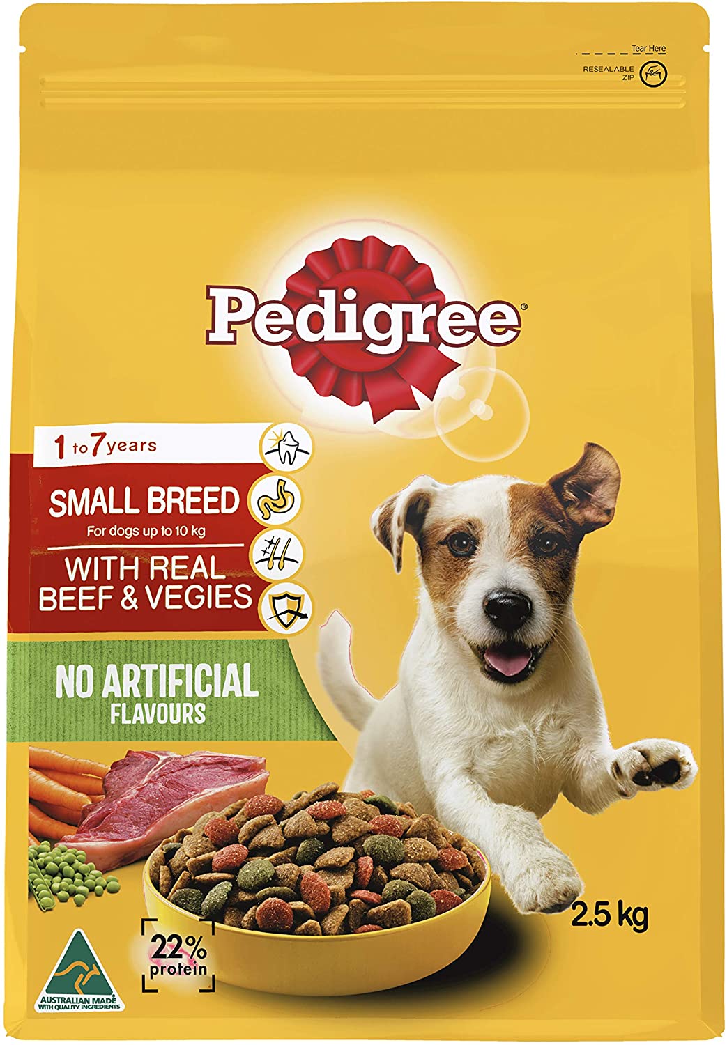 PEDIGREE Small Breed Beef & Veggies Dry Dog Food 2.5kg Bag * 4 Pack