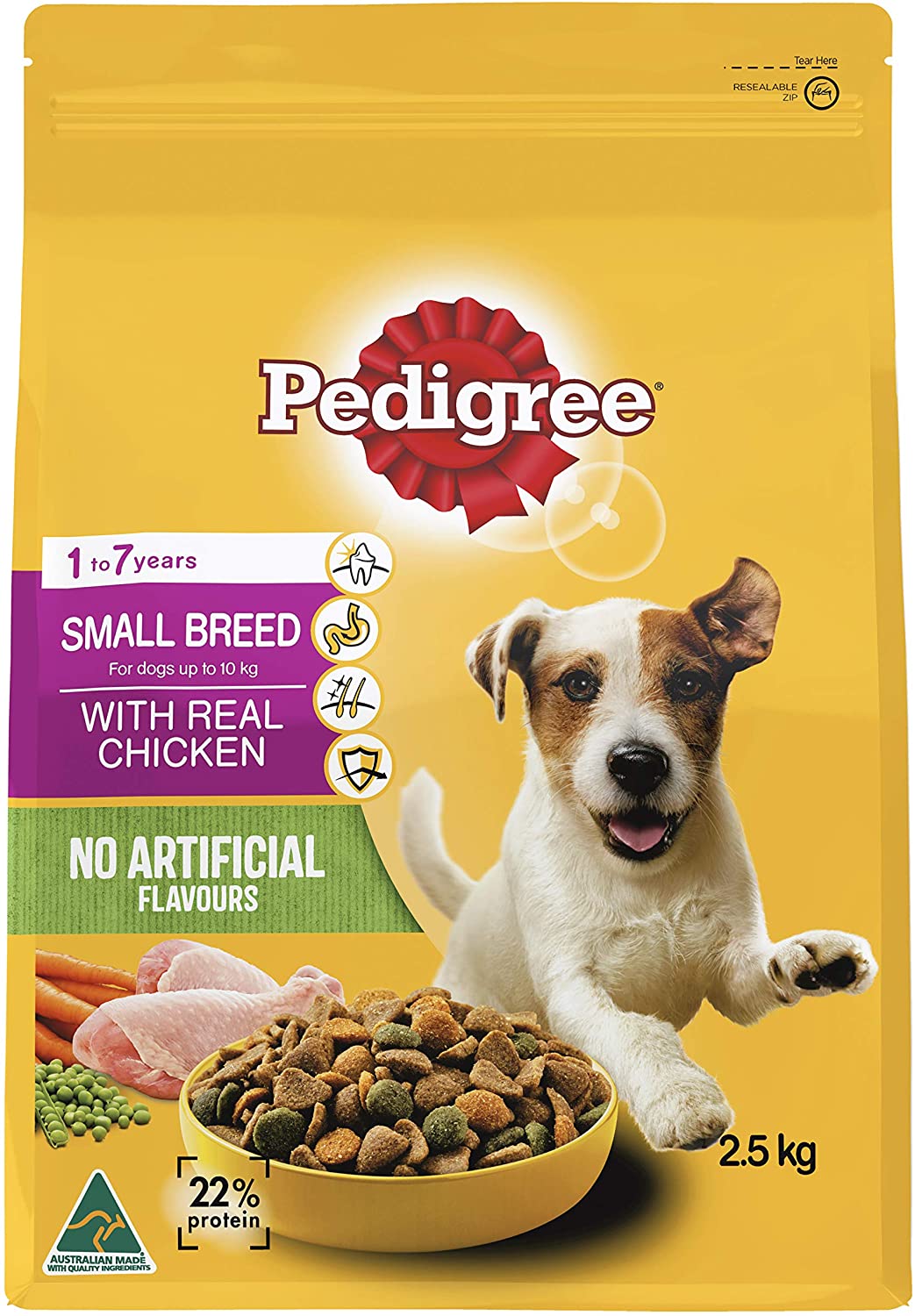 PEDIGREE Small Breed Chicken Dry Dog Food 2.5kg Bag * 4 Pack