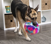 Load image into Gallery viewer, goDog Furballz Squeaky Plush Ball Dog Toy, Chew Guard Technology - Cool Rainbow, Large
