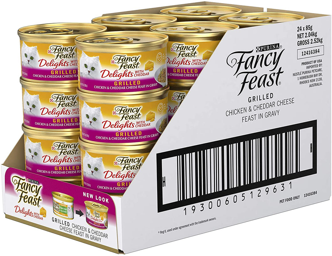 Fancy Feast Delights with Cheddar Chicken Wet Cat Food, Adult 24*85gm