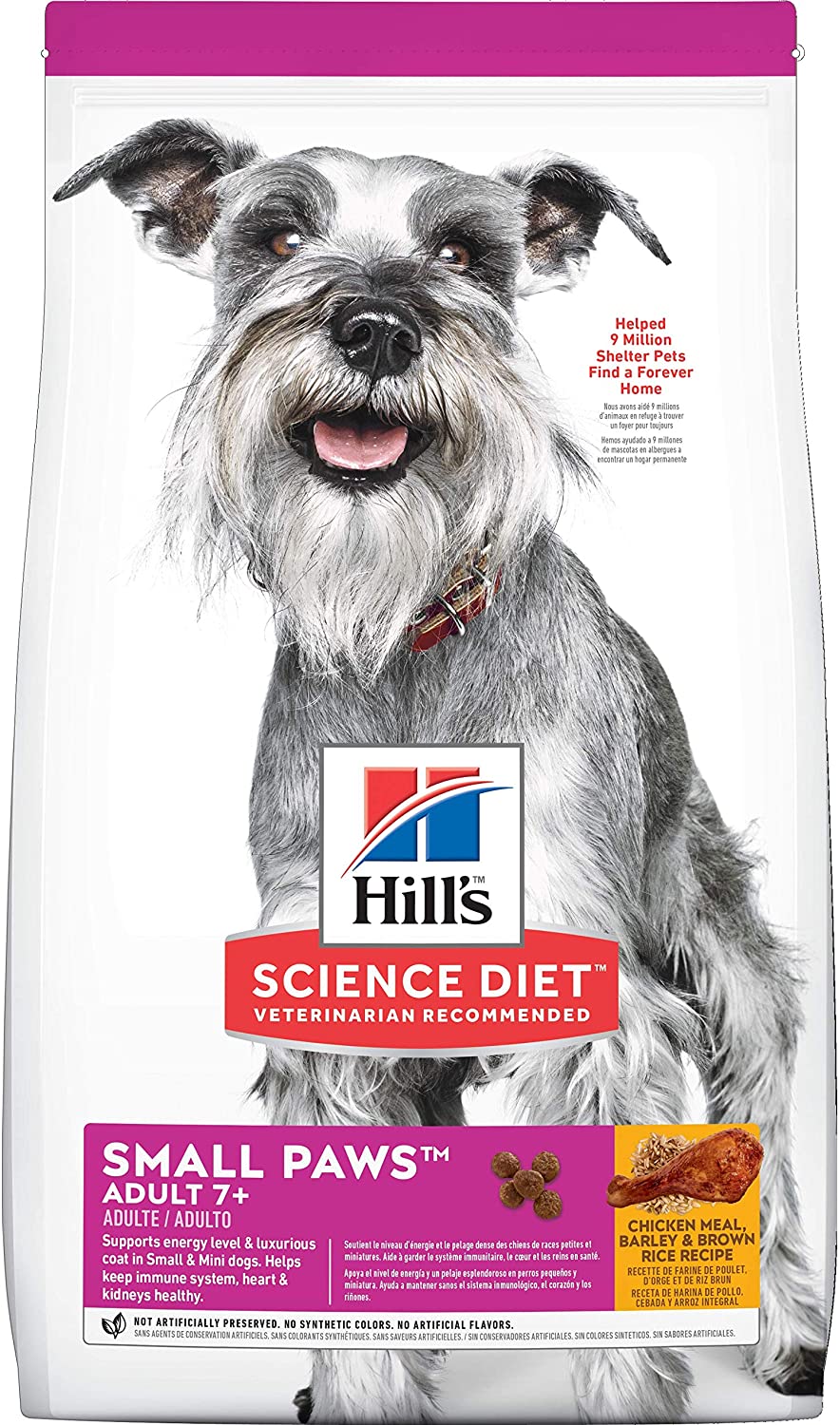 Hill's Science Diet Senior Adult 7+ Small Paws, Chicken Meal, Barley and Brown Rice Recipe 7.03KG