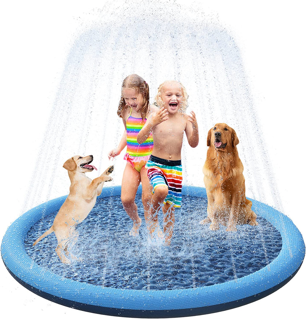 Splash Pad for Dogs Kids, 67in Non Slip Dog Pool Sprinkler for Kids Dogs Thickened Durable Bath Pool