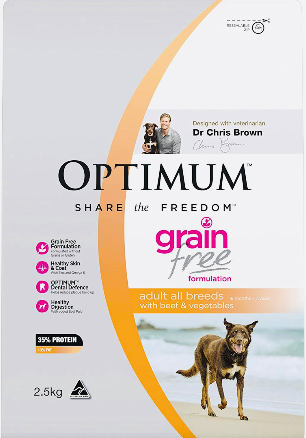 Optimum Grain Free Beef Dry Dog Food 2.5KGBag * 4 Bags