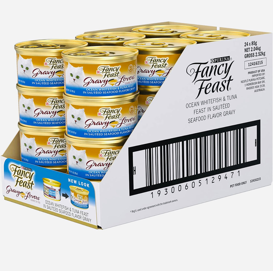 Fancy feast gravy lovers whitefish and tuna wet cat food 24*85gm Adult