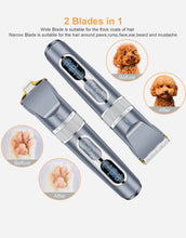 Load image into Gallery viewer, Dog cordless pet clippers 2 in 1 with small trimmer blade,Eocean 13 pieces pet dog grooming kits with detachable blades etc

