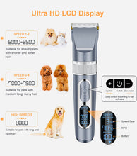Load image into Gallery viewer, Dog cordless pet clippers 2 in 1 with small trimmer blade,Eocean 13 pieces pet dog grooming kits with detachable blades etc
