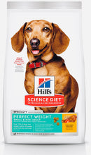 Load image into Gallery viewer, Hills science diet perfect weight small &amp; mini chicken recipe dry dog food 1.81kg
