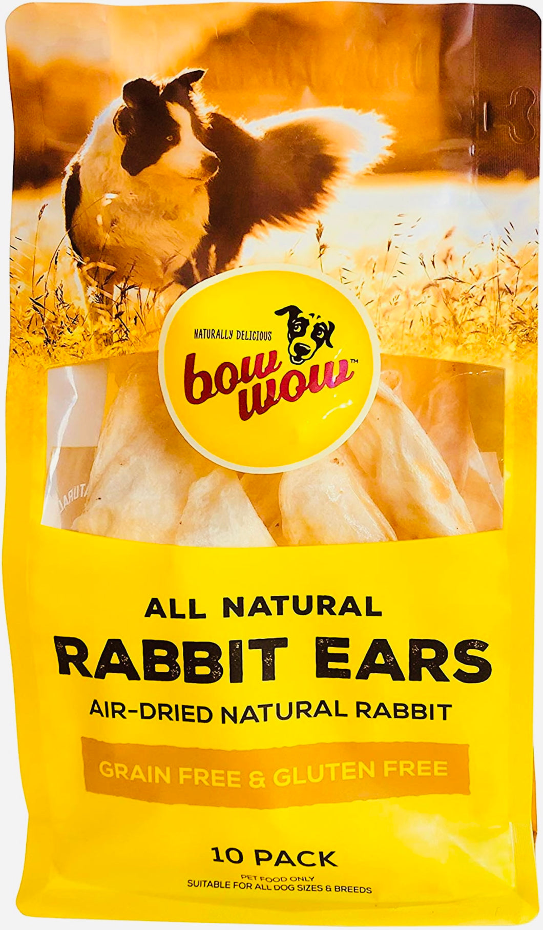 Rabbit ears dog treats bow wow 10 pack