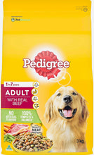 Load image into Gallery viewer, Pedigree dry dog food with real beef Adult 3kg bag
