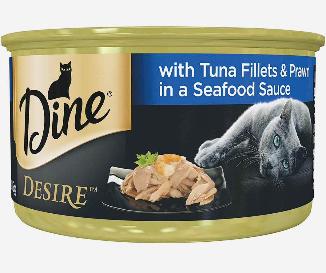 Dine desire Tuna fillets and prawn wet cat food 85gm*24Pack