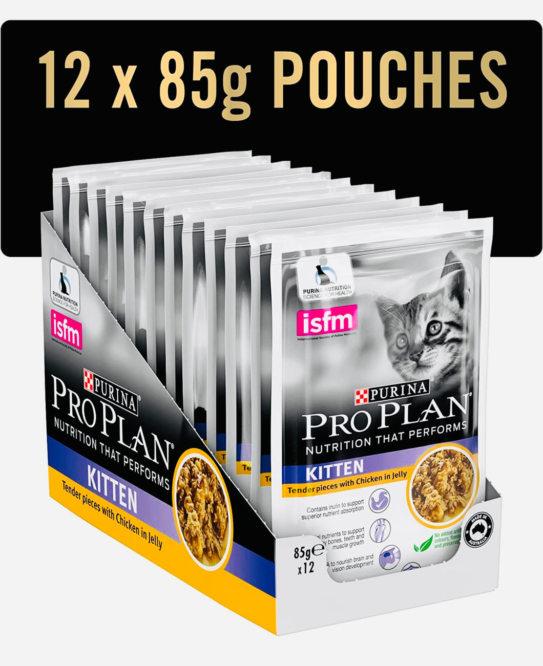 Purina Pro plan chicken in jelly wet kitten food 12 pouch * 85gm
